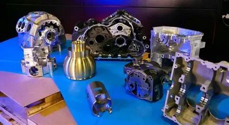 Machined housings and components on an inspection table